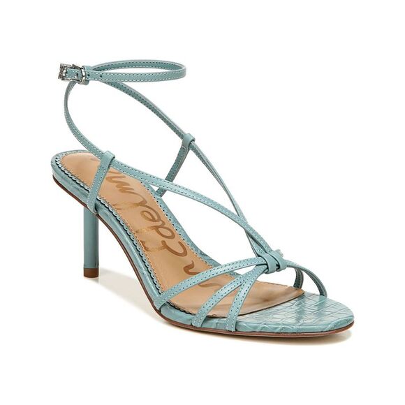 NWT SAM EDELMAN Womens Blue Sage Designer Heel Pippa Toe Leather Sandals 9.5 M - Picture 1 of 2